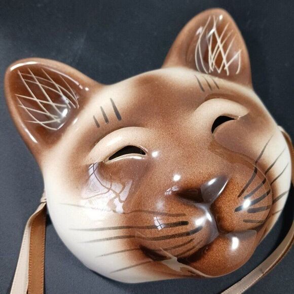 Atomic Cat Mask Catey Tabby Wall Hanging Y2K Decor Hand Painted - Picture 8 of 8